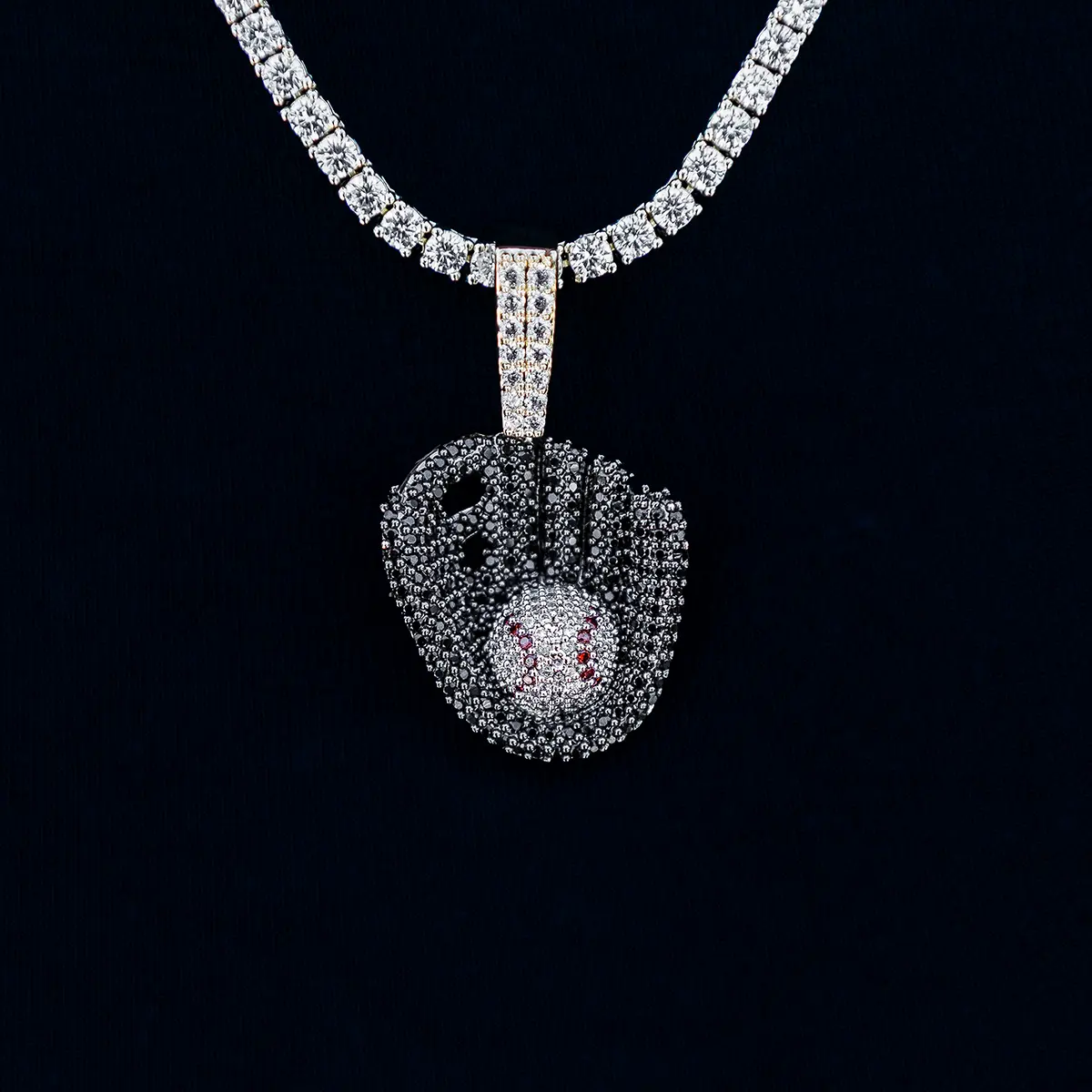 GLD Iced Black Baseball Pendant in Yellow Gold, 18k Gold Plated, Life Guarantee - Perfect Gift(Chain Not Included) #tiktokshopsummersale
