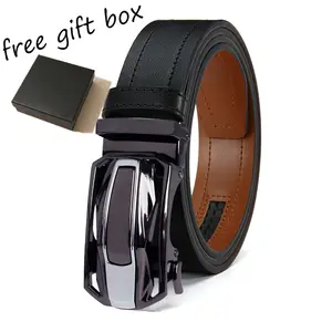【Free Gift Box】Men's Genuine Leather Automatic Ratchet Belt | Adjustable Auto Lock Buckle | Free Gift Box | Perfect Father's Day Gift, Business Dress Belt for Work, Casual Jeans Belt | Stylish Accessory for Husband, Dad, Boyfriend