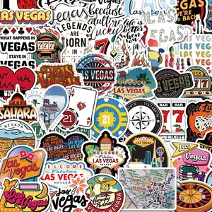 Las Vegas Themed Sticker, 50/1000pcs Waterproof Self Adhesive Decor Paper, Decor Sticker for Gift Greeting Card Water Bottle Laptop Phone, Ornaments