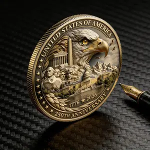 Usa 250th Independence Collectible Coin – Patriotic Eagle, 1776–2026, 2d Flat