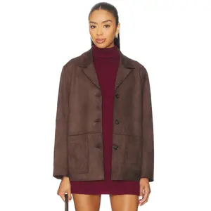 Elodie the Label Elodie Hayes Faux Suede Jacket in Deep Mahogany