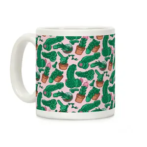 [Sale Up To 50%] Penis Plants Pattern Coffee Mug - 11 oz or 15 oz Ceramic Drinkware with Large Handles, Printed in the USA, Handy for Coffee and Tea - Reusable