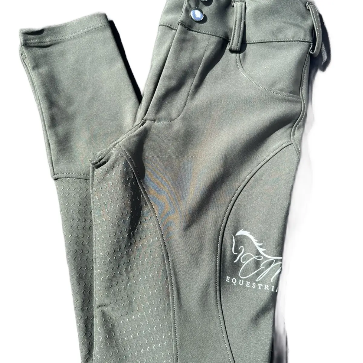 CM equestrian logo tan breeches with 4 way stretch