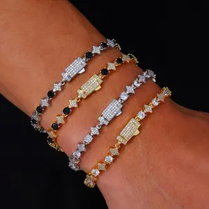 High Quality Iced Out Moissanite Star Tennis Chain Bracelets for Women Men Solid 925 Sterling Silver Fine Unisex Jewelry Gifts