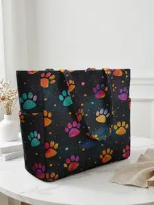 Dog Paw Print Travel Duffel Bag, Travel Essentials Carryall, Large Capacity Storage, Wear-Resistant, Multi-Pocket Design, Zipper Closure, Casual Style, All Seasons