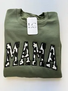 Cow Print Mama Sweater | Embroidered Mama Sweater | Cozy and Stylish Mom Sweatshirt | Sparkly Mom Life Apparel | Unisex Sweatshirt | Perfect Mom Gift Casual