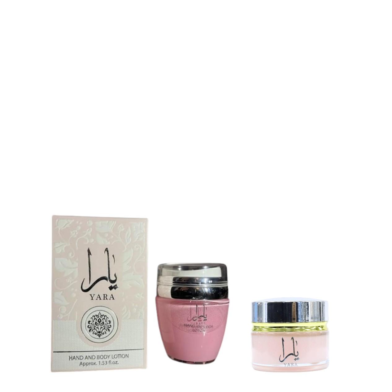 Ard Al Zaafaran Perfumes | Yara Cream + Hand & Body Lotion Bundle | Cream (0.75 oz) Lotion (1.5 oz) | Fruity and Floral Ard Al Zaafaran Perfumes | Yara Cream + Hand & Body Lotion Bundle | Cream (0.75 oz) Lotion (1.5 oz) | Fruity and Floral