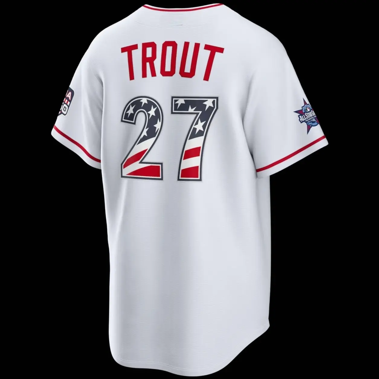 Unisex Baseball Jersey Trout 27 2026 All-Star Edition Stars & Stripes Los Angeles White Stadium Jersey