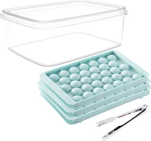 Round Ice Cube Tray With Lid Ice Mold Ice Maker, Circle Ice Ball Cube Tray, Ice Balls for Chilling, Drinking, Beer, Coffee, and Fruit