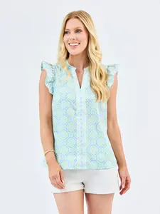 Kira Top | Mosaic Charm Blue