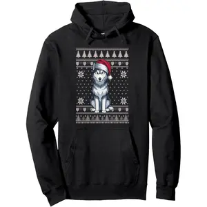Funny Siberian Husky Dog Ugly Christmas Sweater Santa Xmas Hoodie