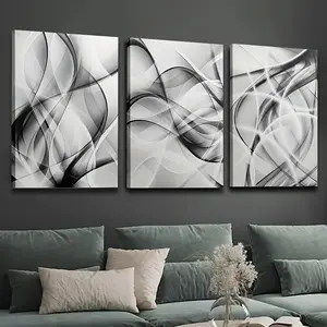 The product is a flat/2D feature, not 3D, framed canvas paintings and posters, ready to hang, modern black and white abstract geometric line decoration, home decor, wall art, room decoration, high-definition printing, ideal gift, suitable for living room,