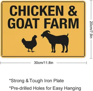 Chicken & Goat Farm Sign 12 X 8 Inches Aluminum Sign Reflective - Uv Protected, Waterproof, Weatherproof And Fade Resistant - 4Pre-Drilled Holes
