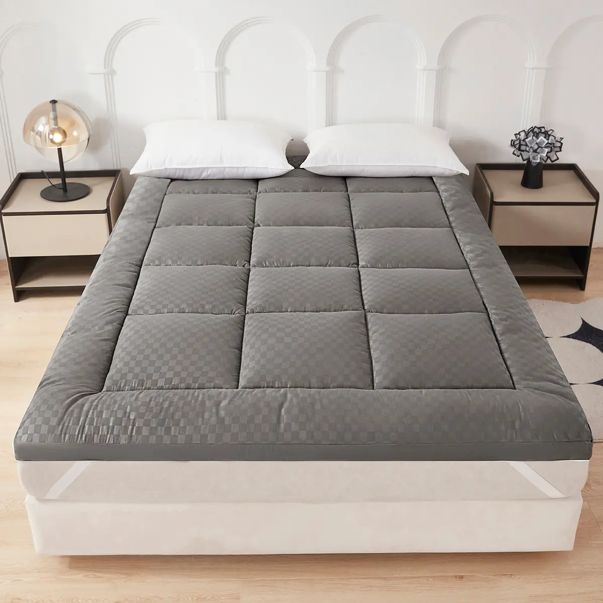 TORAX Four Corners Fixed Overfilled Mattress Topper Soft Cozy Bedding for Comfortable Sleep Fixed Overfilled Support