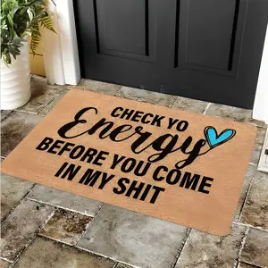 Funny Quote Doormat, Check Yo Energy Sassy Entrance Rug, High-end Design Highly Absorbent Floor Mats, Anti-slip Quick drying Soft Carpets, Suitable for Multi-scenario, Indoor Outdoor Entrance Carpet Home Decor, Gifts for Family and Friends
