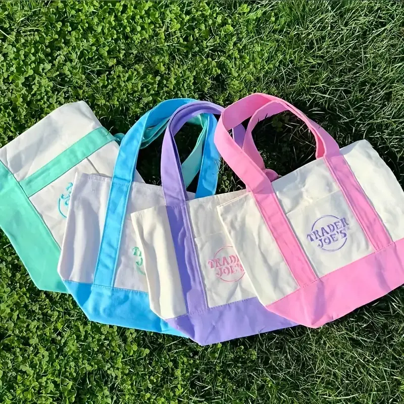 Trader Joe's Women's Floral Tote Bag Stylish & Spacious BeachBag Perfect for Summer Vacations Shopping & Casual Outings Lightweight & Chic Beach Purse for Women Ideal for Travel Market Runs & Sunny Day Adventures