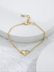 Women's Elegant Rhinestone Decorated Heart Design Bracelet, Exquisite Trendy Bracelet, Fashionable Jewelry for Women & Girls As Gift, Zircon Bracelet