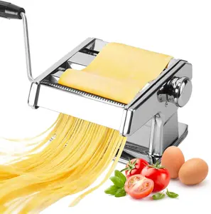 Manual Pasta Maker Machine & Noodle Maker | 9-Level Thickness Adjustment, Stainless Steel & Carbon Steel Pasta Roller, 6mm & 1.5mm Cutters