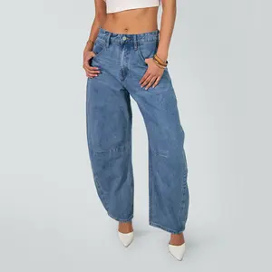 Blake Non-Stretch High Waist Barrel Jeans Oversized Silhouette Womenswear Bottom Casual Rigid Denim Pants Spring Outfit Basic Streetwear BM003