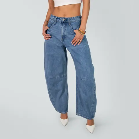 Vogatiques | Blake Non-Stretch High Waist Barrel Jeans Oversized Silhouette Rigid Denim Fall Fashion BM003 | BlueMoment