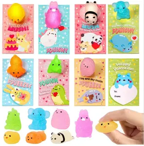 JOYIN 28 Packs Valentine's Day Gift Cards with Glitter Mochi Squishy Toys, Stress Relief Fidget Toys, Cute Squeeze Toy for Kids Valentine‘s Party Favor, Classroom Exchange Prizes, Greeting Cards 12468Valentine's Day Gifts for Kids