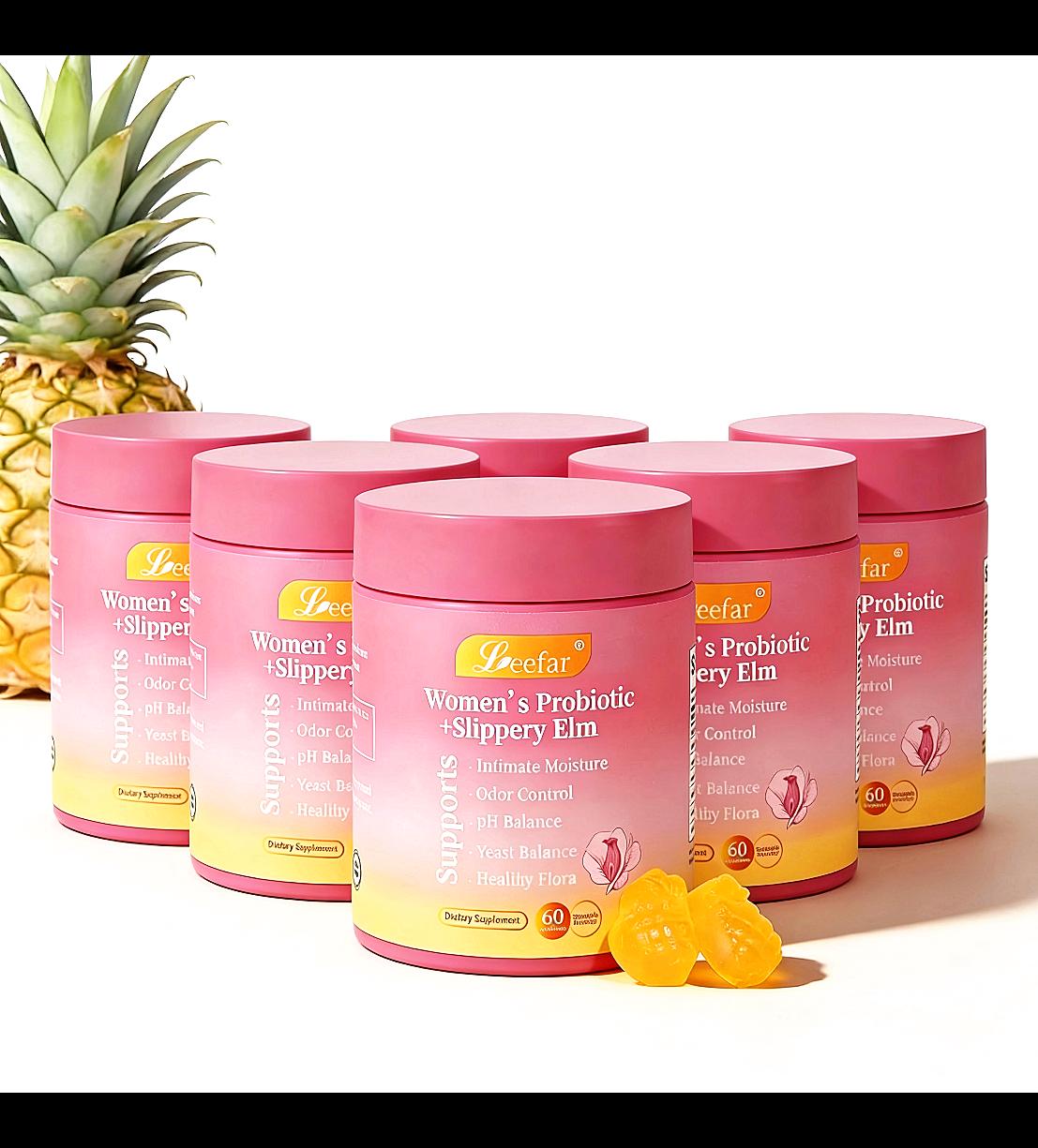Women’s Probiotic Blend Gummies for Intimate Balance – All-in-One Formula with Slippery Elm & Prebiotics Plus Lactobacillus for pH Health & Dryness Comfort – Hawaiian Pineapple Flavor, Once Daily, 60 Count Monthly Supply