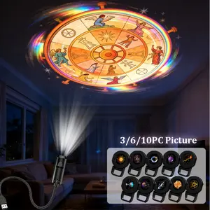 3/6/10pc LED Projector Lamp, Tarot Card Projection Patterns, Indoor Ambiance and Decorative Light, Ideal for Church, Living Room, Bedroom, Birthday, Easter, Ramadan Gifts