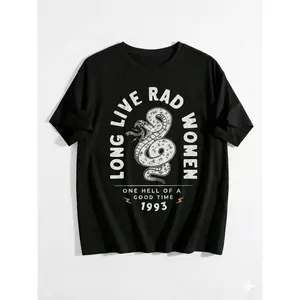 Women's Crewneck Short Sleeve T Shirt Long Live Rad Women Vintage Snake Print 1993 Women Empowerment Casual Daily Wear Spring Summer Soft Premium High Quality Graphic Tee For Women |     US Local Fast Shipping