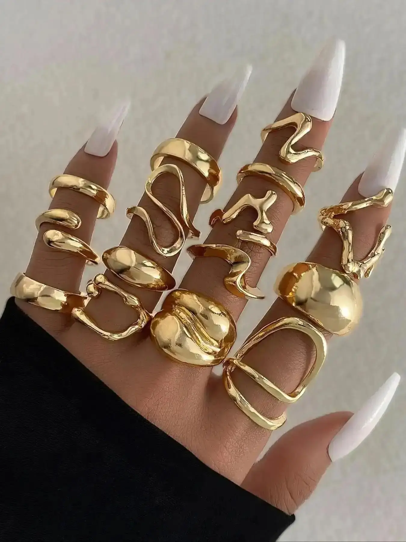 Irregular Design Cuff Ring, Statement Multi Fashion Accessories for Women Girls, Casual Jewelry Party, Daily Clothing Decor, Trendy All-match Exquisite Birthday Gift Essential Charming Modern Elegant Piece