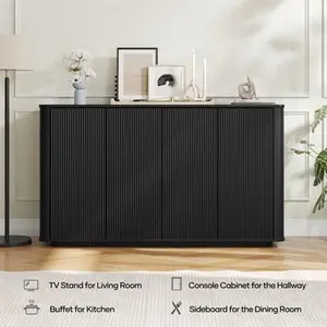Sideboard Buffet Cabinet, Storage Cabinet 55"W with Adjustable Shelves, Anti-Tip, Easy Clean Top, Stylish Wave Style