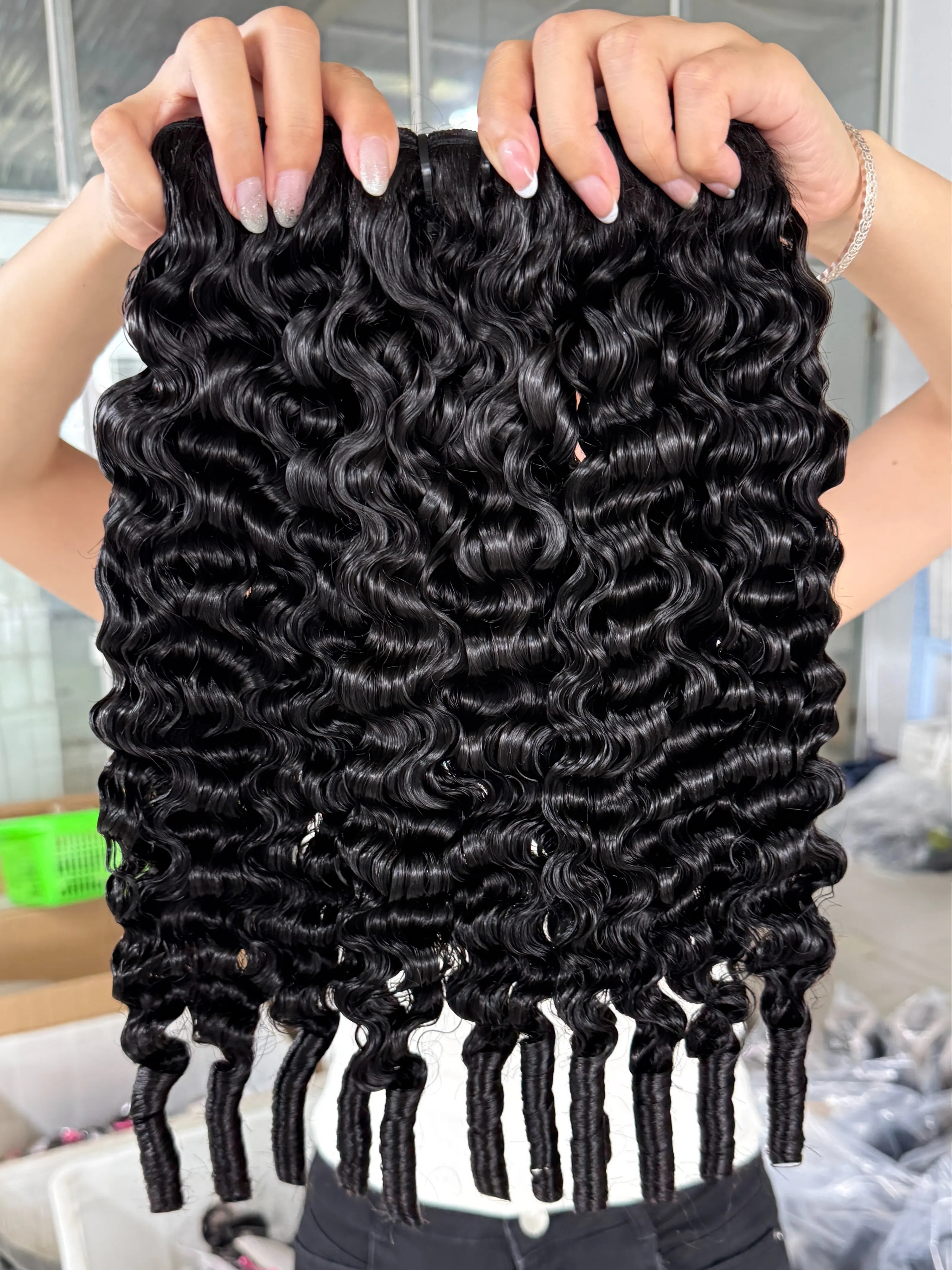 1-3/set Unprocessed Human Hair bundles burmese curly natural color bundles  Can Be Dyed & Bleached Be Restyled for black woman