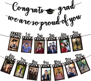Pre-Strung Graduation Decorations 2026 Party Supplies - Congrats Grad, We Are so Proud of You Banner and K-12Th Grade Graduation Class of 2026 Photo Banner Lmzpjzml