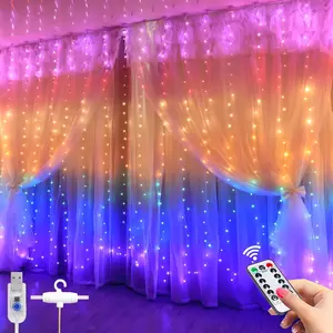 LED Curtain String Light with Hook, 1 Count String Light for Home Party Wedding Decoration, Copper Wire Fairy Lights for Outdoor Party Decoration, Valentine's Day Gift, Led Mood Light, Waterproof Led Light, Led Lights Strips