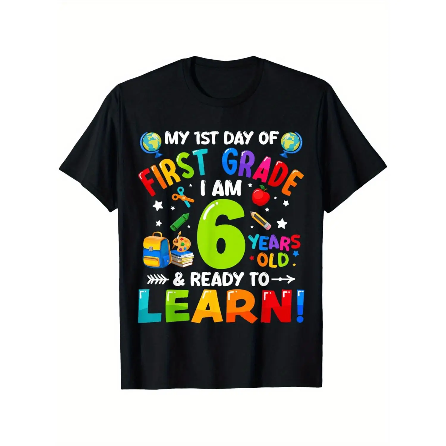 First 1st Grade First Day Of School, Back to School T-Shirt for Boys Fashion Trend Bottoming Shirt Breathable, Casual Comfortable Top Streetwear Fashion Casual Summer Tee Crew Neck Short Sleeve T-Shirt Best Gift for Boy Girl