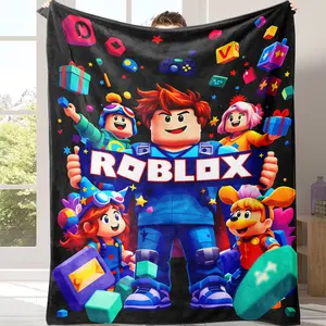 Countdown Sale! Roblox Flannel Blanket A warm nap blanket- Soft Skin-Friendly Breathable Warm Block Design for Bedroom Living Room Nap Halloween Christmas Gift Suitable for use in offices, sofas, and travel settings, etc.
