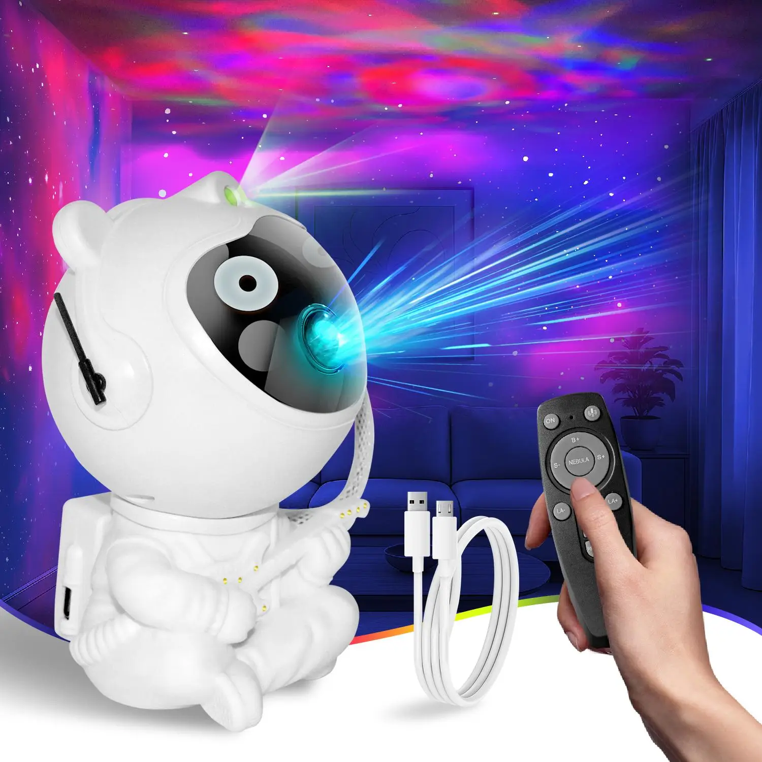 Astronaut Galaxy Projector Star Night Light with Remote Control and 360° Adjustable Nebula Galaxy Light Projector Auto Off Timer