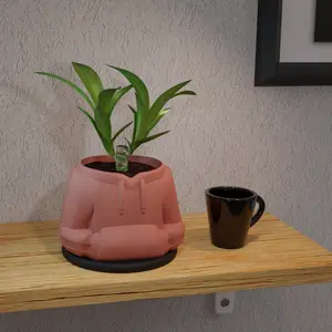 3D Printed Hoodie Planter – Blue  Casual, cozy, and perfect for your workspace. planters pots