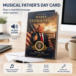 Talking Trump Father's Day Gag Card, 5x7 in, Real Trump Voice, Built-In Audio Message, High-Quality Fun Style, Father's Day Gift (Office Stationery Card) father