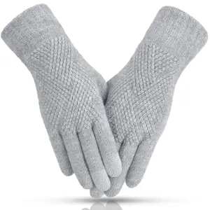 Womens Winter Gloves for Women Cold Weather, Warm Touch Screen Fleece Lined Elastic Cuff Knit Gloves