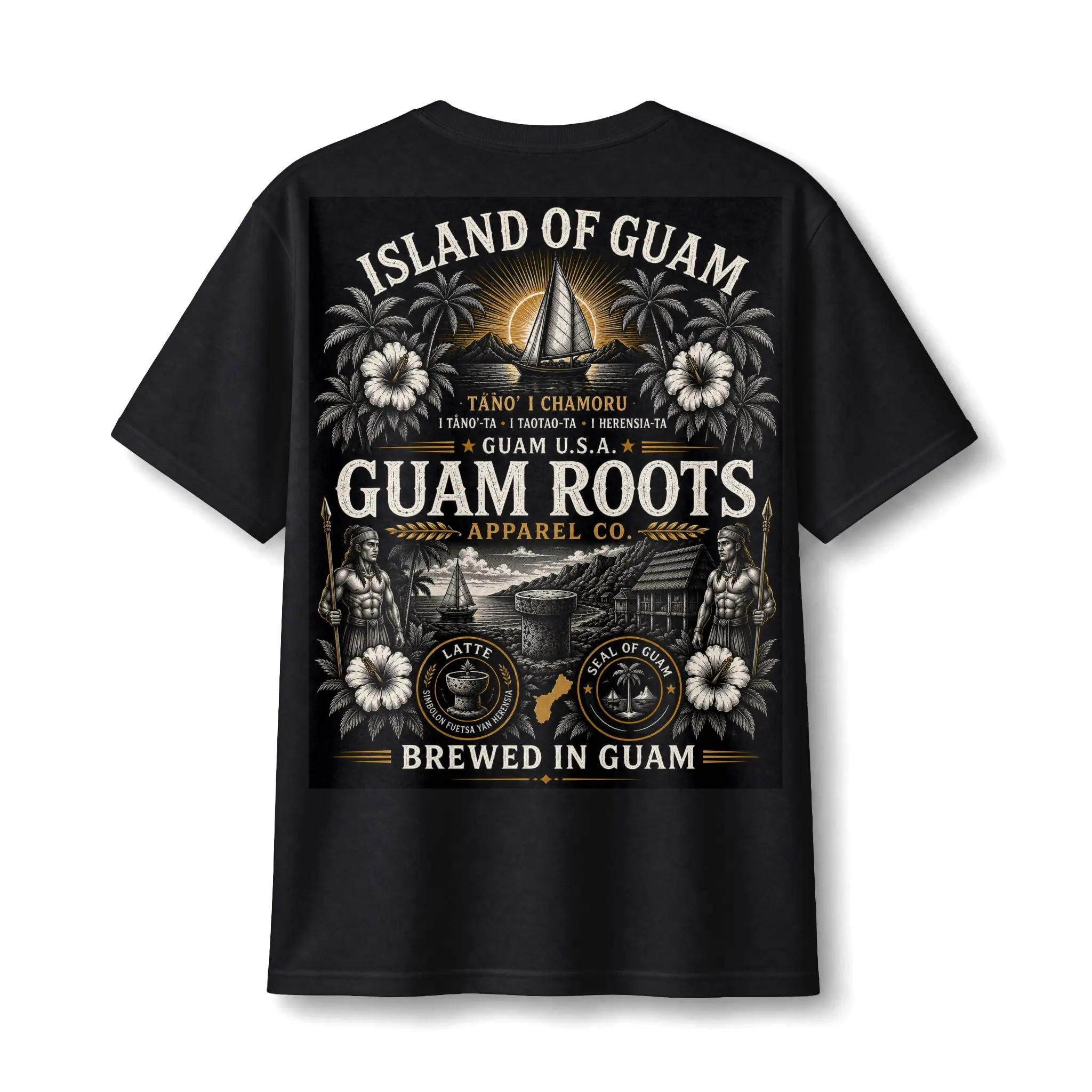 Men's Guam Roots Graphic T-Shirt, Lightweight 100% Cotton Streetwear Apparel with Chamorro Heritage Back Print, Tshirt, Top