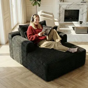 Oversized Corduroy-Like Memory Foam Sofa Bed - Modern Chaise Lounge With Plush Boneless Sleeper, No Assembly Required, Deep Seat Sleeper Couch & Reading Chair For Living Room, Bed & Guest Room, Corduroy Upholstery (No Wood Frame)sofa expandable 24-48hours