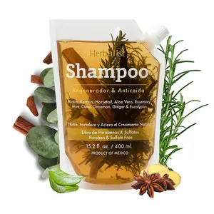 [Travel Size] New Herbalista Viral New Herbal Shampoo 400ml (15.2 fl oz) - With Real Pieces of Rosemary, Cinnamon, Anise, Clove, Aloe, Ginger, & Eucalyptus - Fortalece, Regenera, Acelera Crecimiento.