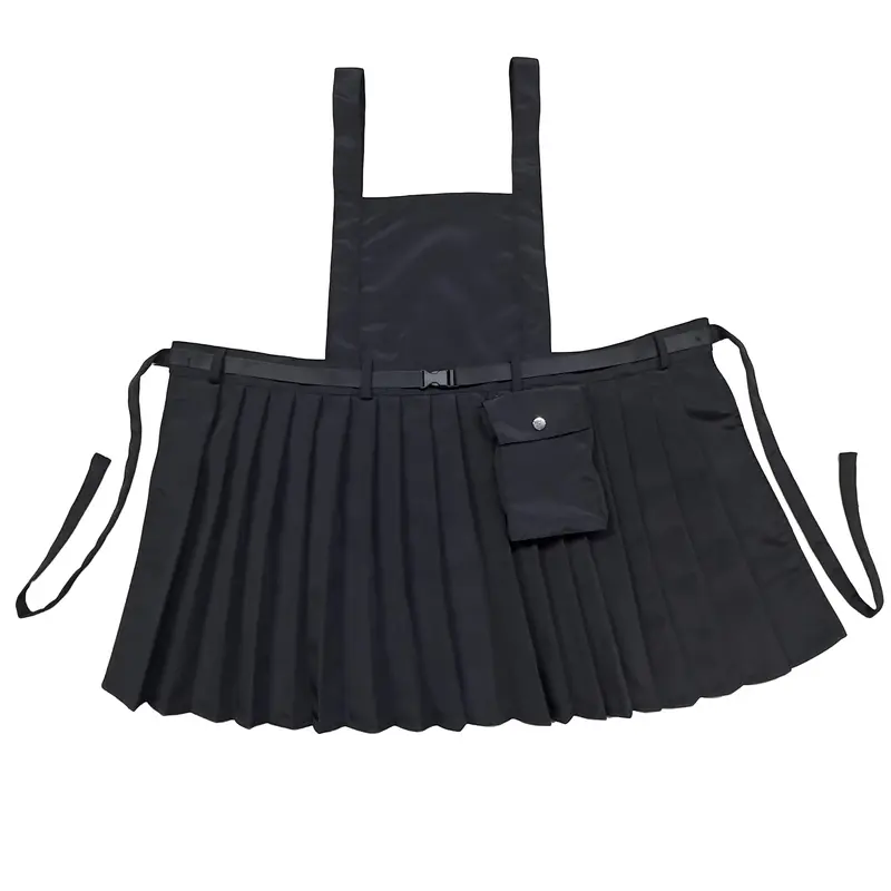 Women's Work Waist Apron Pocketed aprons with Pockets, Adjustable Straps, Metal Accessories, Fashion Pleated Design, Suitable for Hair Salon and Restaurant