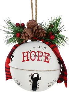 Christmas Jingle Bell Decoration, 4.5X4.5 Inch Rustic Metal Jingle Bell Hanging Christmas Tree Bell Ornaments Star Cutout Bell Hope Bell Xmas Holiday Decor Party and Festival Decoration