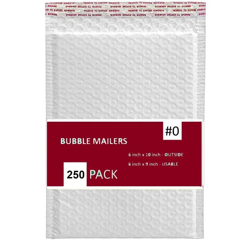 250 PC #0 6x10 Inches Inches Poly Bubble Mailers Shipping Padded Envelopes Self Seal Waterproof Cushion Envelopes