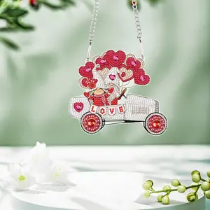 DIY Diamond Art Painting Hanging Kit, Dwarf Wedding Car Design Acrylic Pendant Ornament Board Kit, Home Garden Wall Door Diamond Art Hanging Ornament