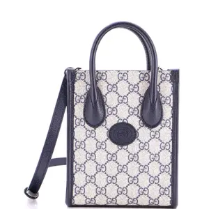 Pre-owned GUCCI Canvas Coated, Leather Top Handle Bags Interlocking G Patch Tote GG Coated Canvas Mini by Rebag