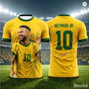 Summer Unisex Neymar Fan Tee 2026 Soccer Match Cheer Clothes Classic Jersey For Adults And Children Match Day Outfit