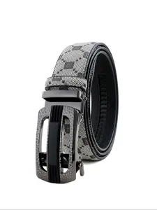 Men's Business Fashion Letter Pattern Belt, Automatic Buckle Belt, Casual Waistband for Jeans Trousers, Fashion Belt for Party, Daily Clothing Decor