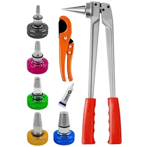 AMZCNC PEX-a Pipe Expansion Tool Kit Manual Expander Tool Kit Meets ASTM F1960 Standard with 3/8" 1/2" 5/8" 3/4" 1" Expansion Heads and Pipe Cutting Plier for Pex-a Expansion